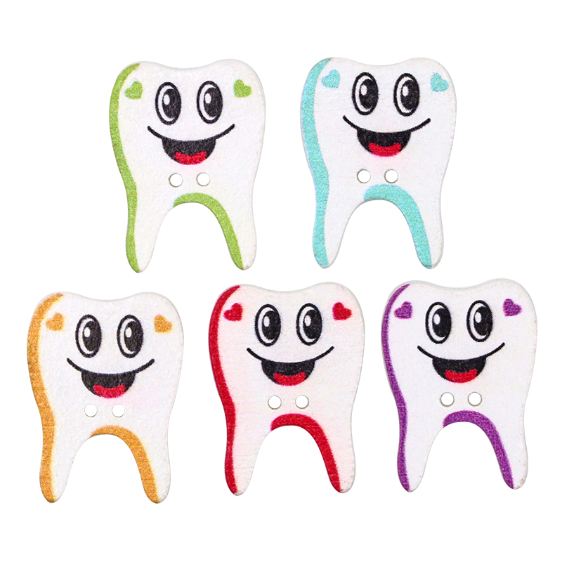 Woodworking For Kids - 50/100pcs Wooden Button Tooth Shape 2-holes