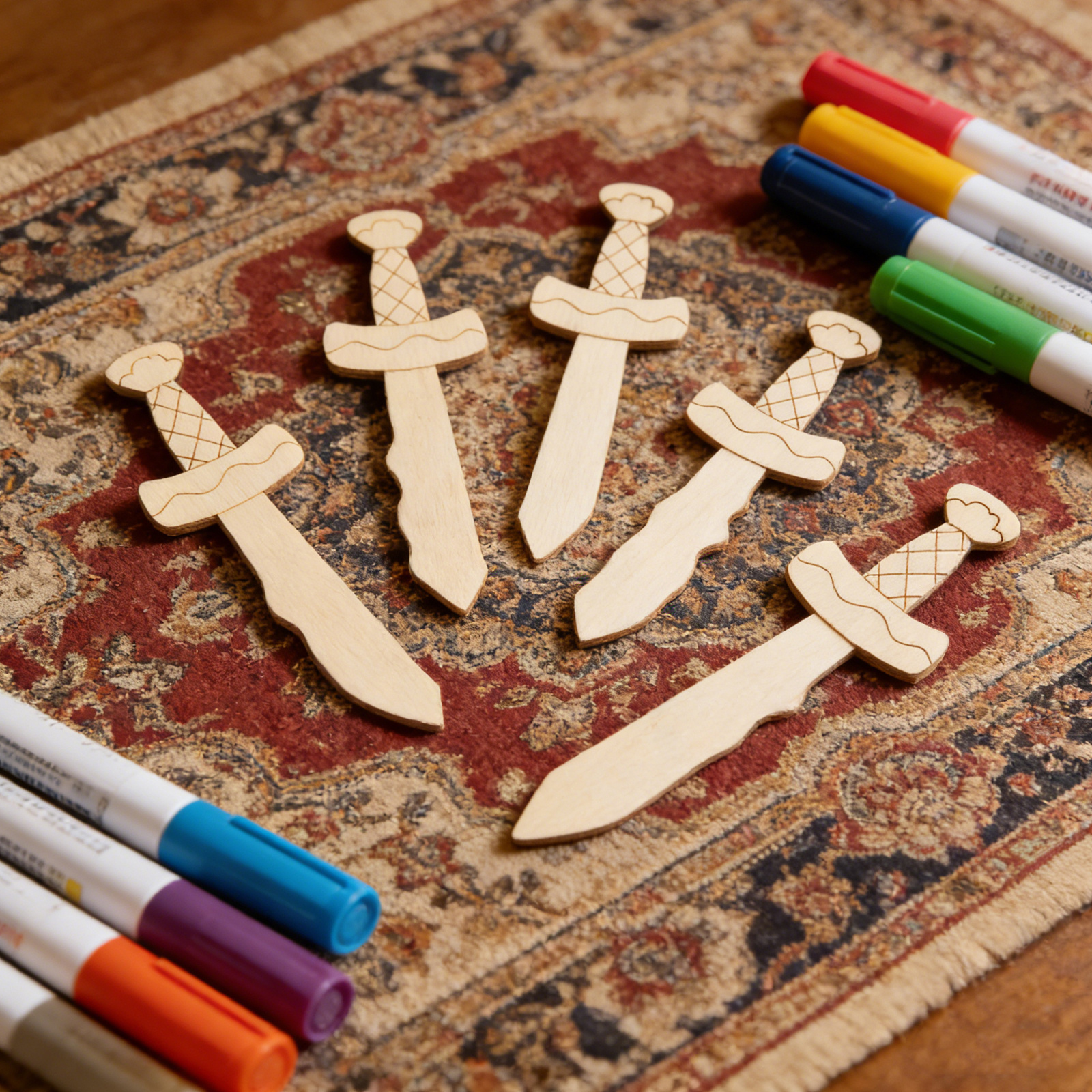 Woodworking Art - 20Pcs Unfinished Wooden Swords for Natural