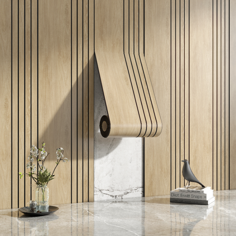 Woodworking Wallpaper - Thickened 3D Stereo Grille Wood Veneer