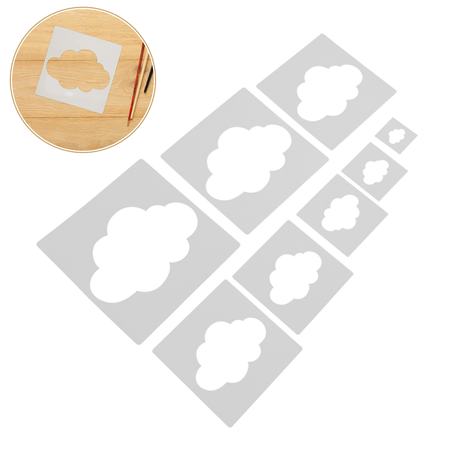 Woodworking Art - 8Pcs Plastic Cloud Stencil Templates Reusable