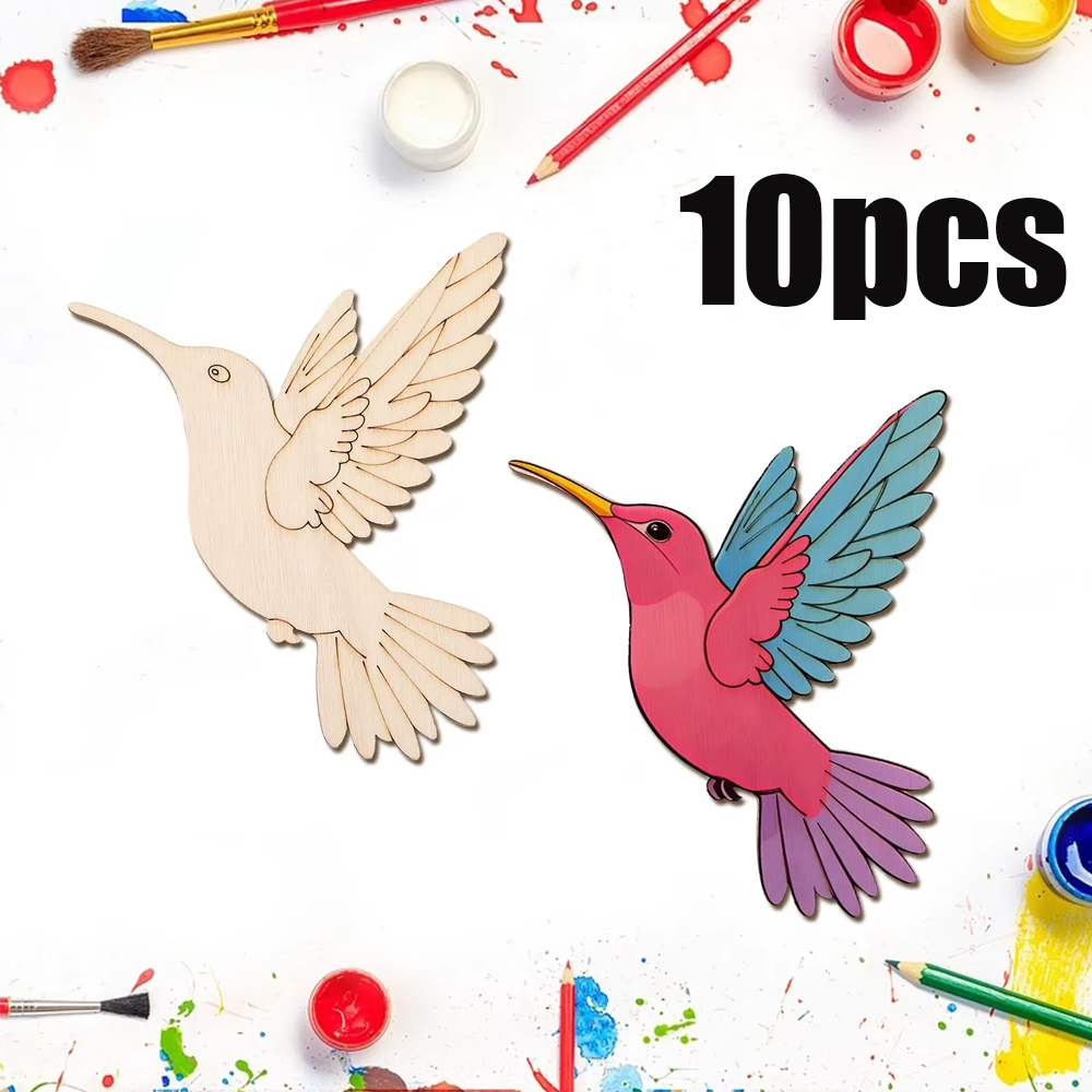 Woodworking Art - 10pcs Unfinished Wood Animal Bird Cutouts,Wooden