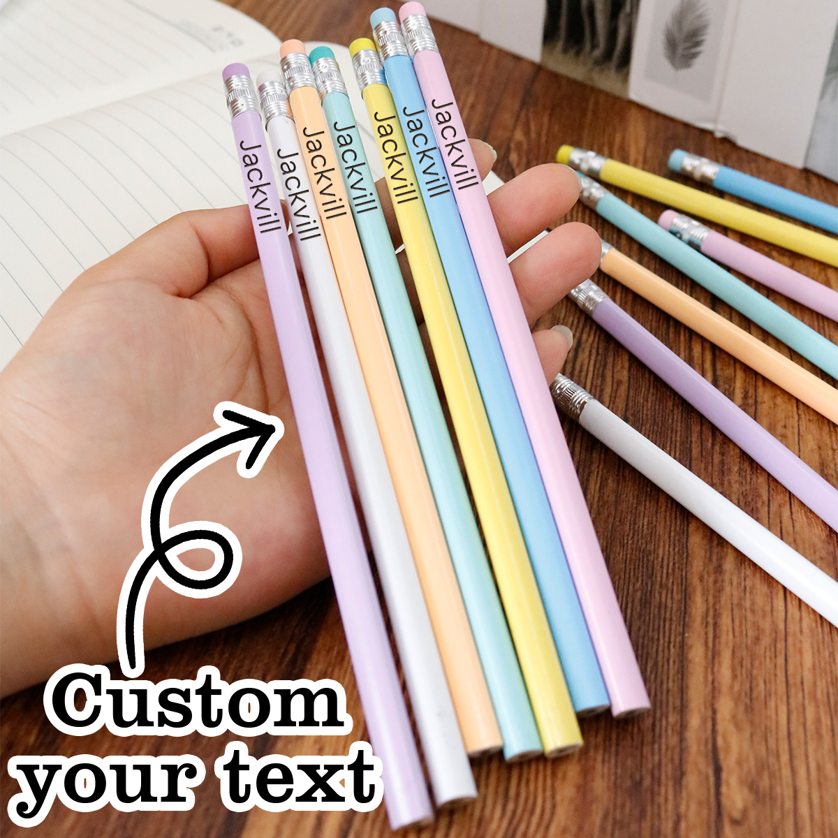 Woodworking School - Custom Text Pencils,Personalized Pencils For Kids,Customizable