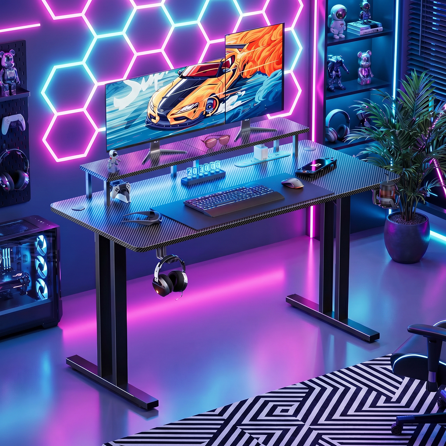 Gaming Desk with LED Lights &  - Woodworking School avis et prix