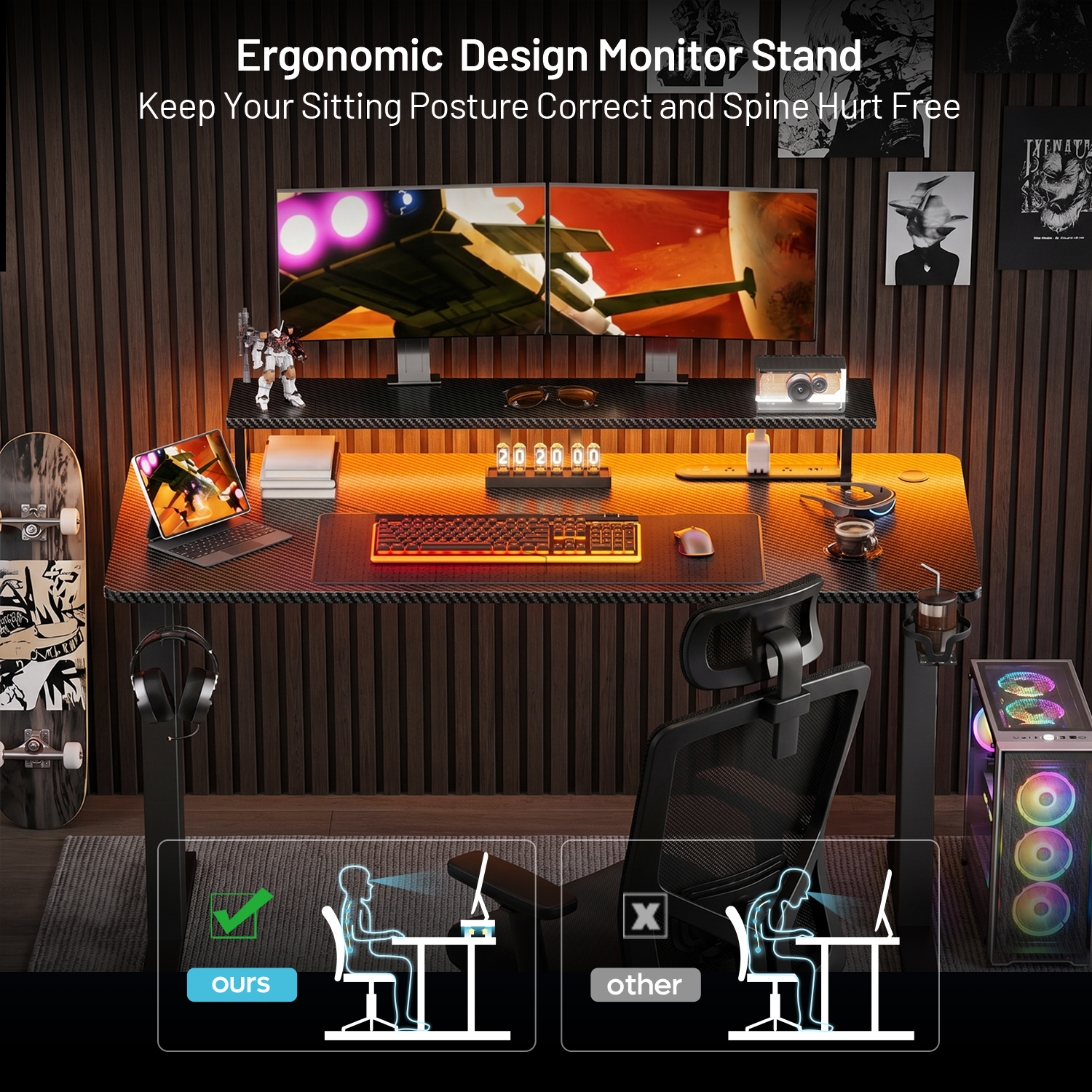 Gaming Desk with LED Lights &  - Woodworking School avis et prix